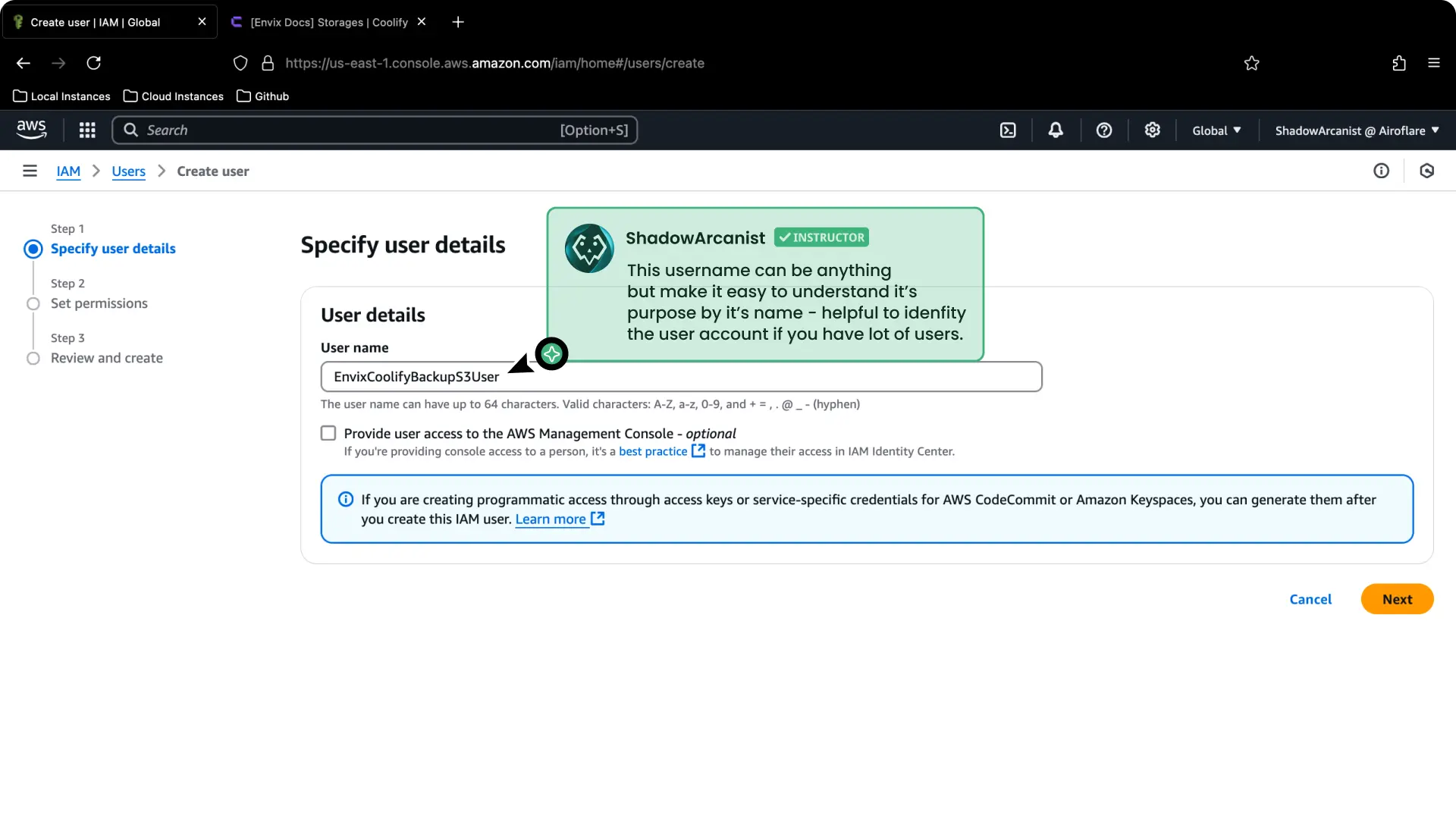 Screenshot of Aws