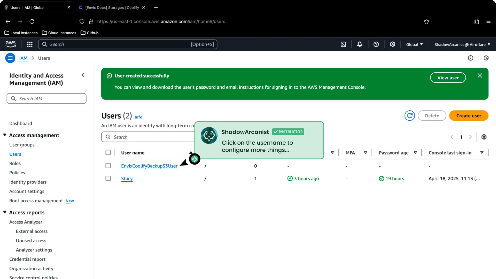 Screenshot of Aws
