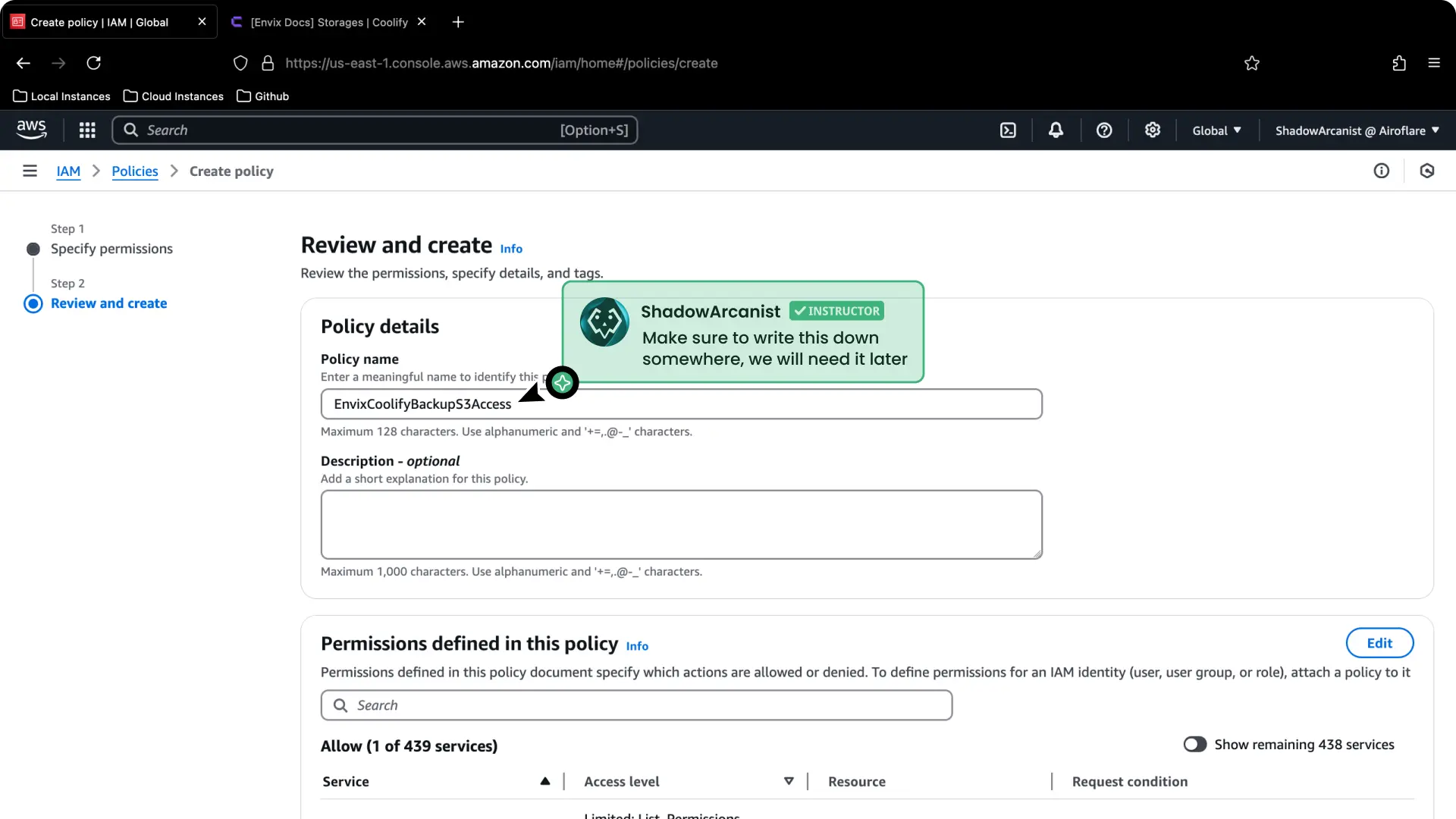 Screenshot of Aws