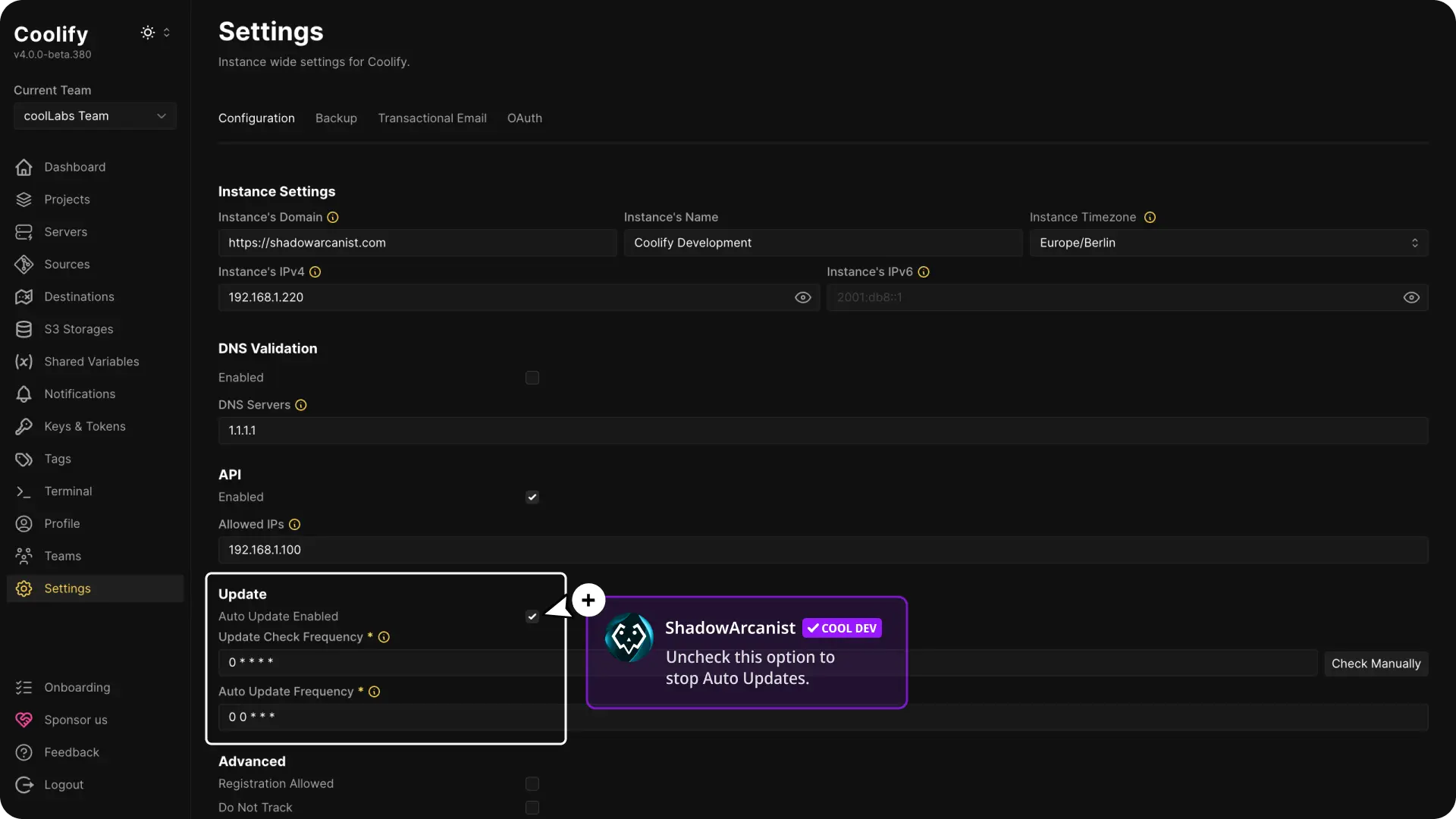 Disable Auto Update