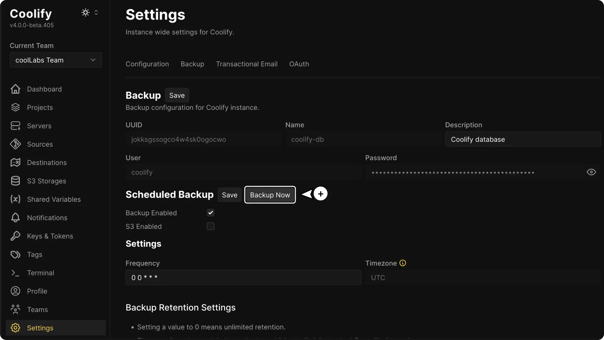 Screenshot of Backup Restore Devopsbee