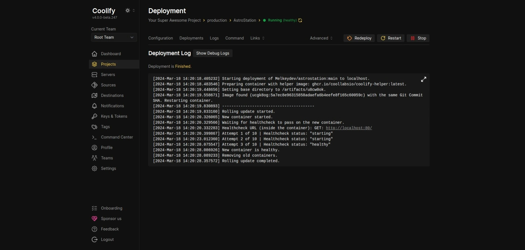 Devopsbee dashboard screenshot