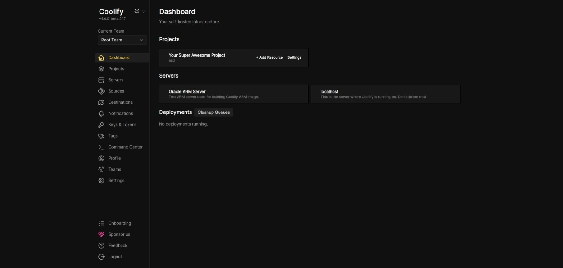Devopsbee dashboard screenshot