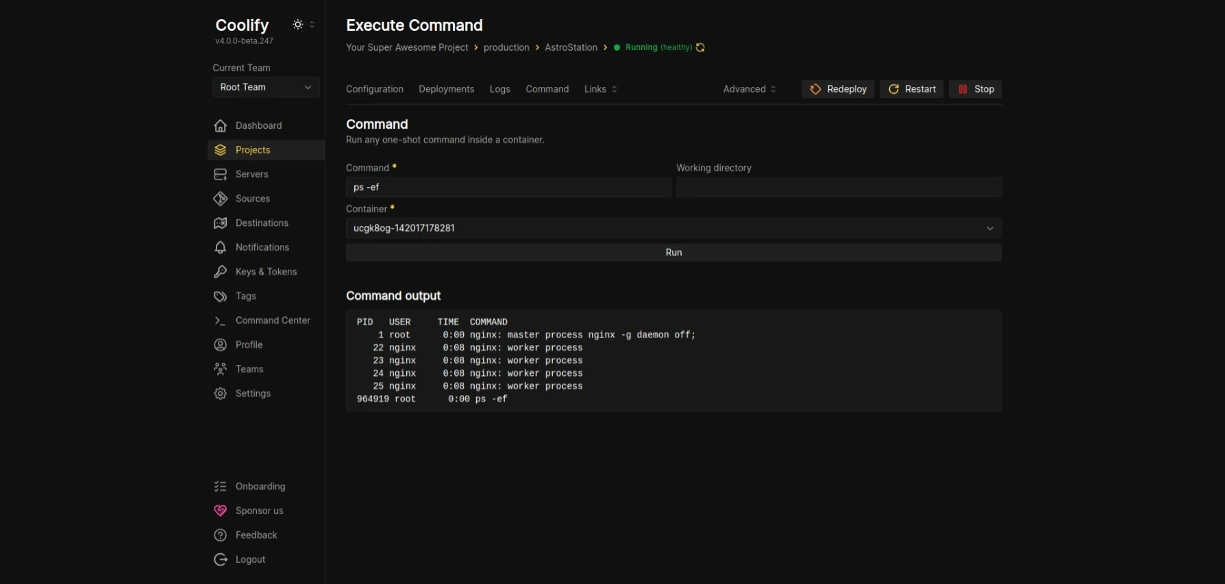 Devopsbee dashboard screenshot