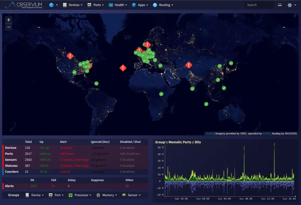 Observium interface screenshot