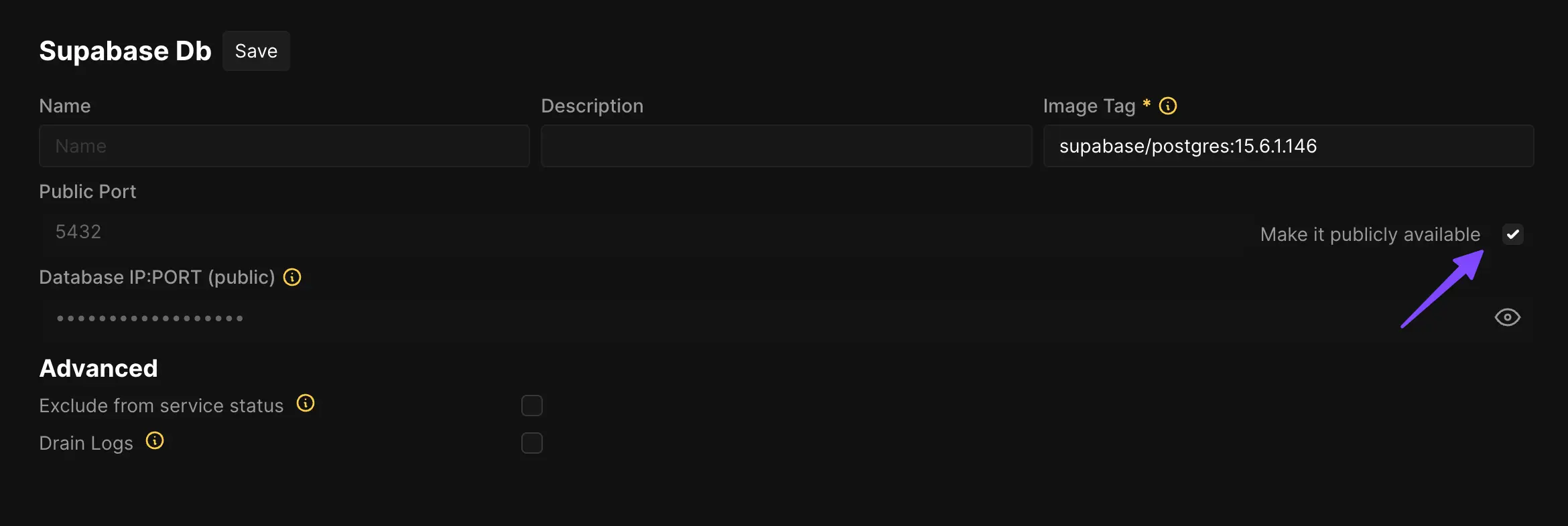 Supabase dashboard