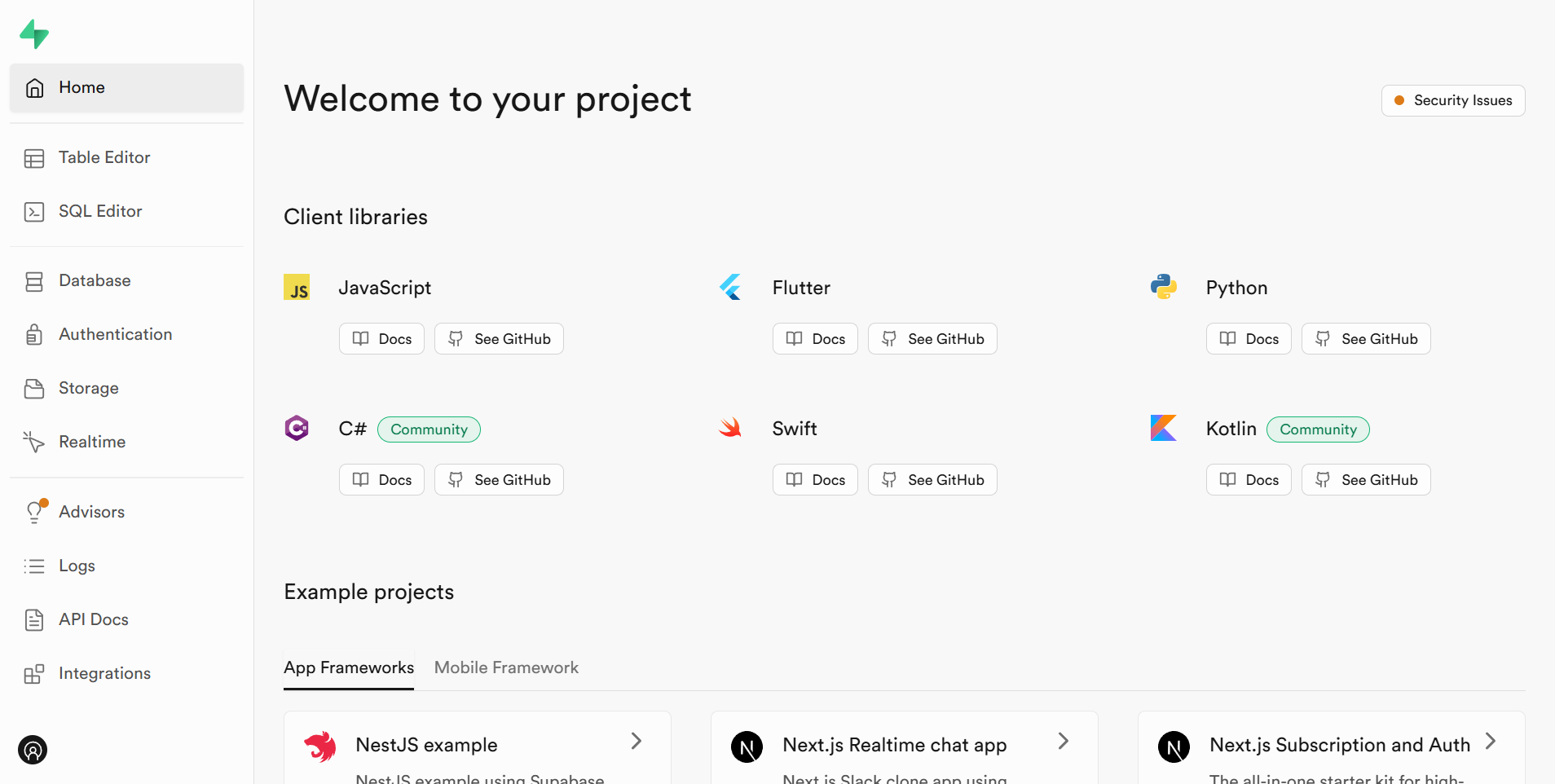 Supabase dashboard
